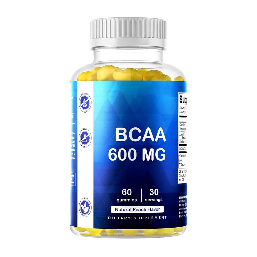 BCAA 600 mg dietetyczne żelki naturalne odzyskiwanie mięśni i wsparcie energii dla aktywnego stylu życia