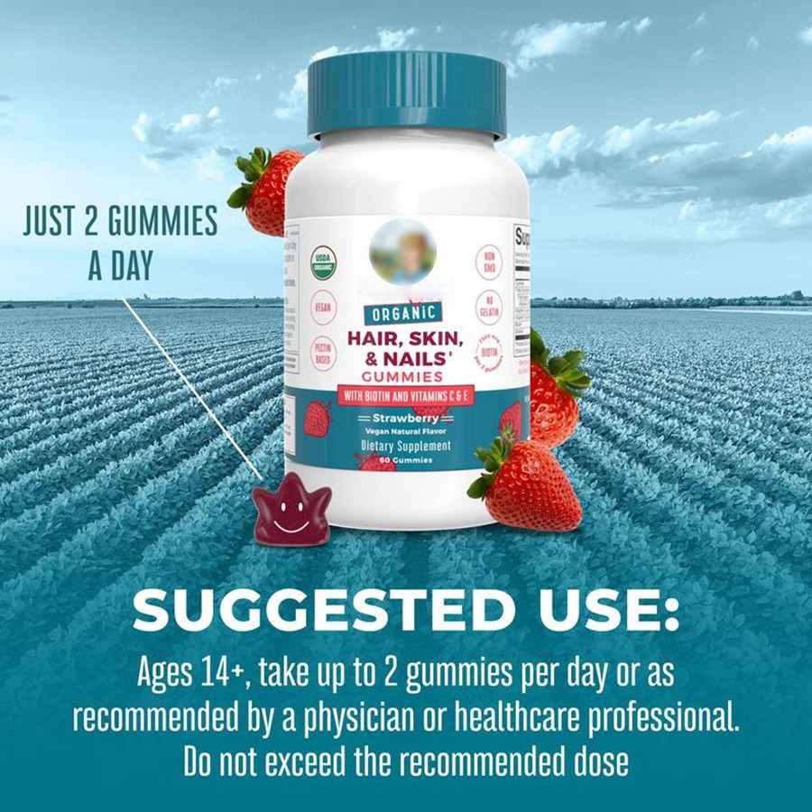 Organic Strawberry Hair Skin Nails Gummies suppliers Organic Strawberry Hair Skin Nails Gummies suppliers